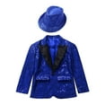 thumbnail image 3 of Miaeowve Boys Sequins Lapel Blazer Tuxedo Suit Jacket 1 Button Coat Wedding Birthday Party Formal Blue 12, 3 of 6