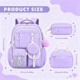 thumbnail image 2 of AoDai Love-themed schoolbag for little girls with a double shoulder strap. Large-capacity children's schoolbag with a cute little wallet and pompom pendant., 2 of 6