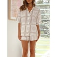 thumbnail image 6 of Yunliwuli Women Summer Shorts Outfits Sun/Shell Print Short Sleeve Shirts Tops Elastic Waist Shorts 2 Pieces Clothes Set, 6 of 10