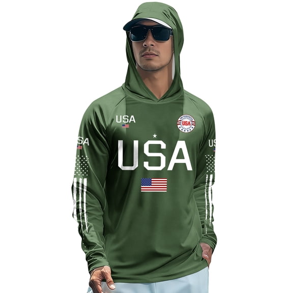 250th Anniversary USA Rash Guard Shirt for Men UPF 50 American Flag Long Sleeve Shirts Lightweight Sun Protection Rash Guard Hoodie
