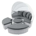 thumbnail image 3 of Lounge Daybed Sofa Bed, Light Grey Gray, Rattan, Wicker, Outdoor Patio Balcony Cafe Bistro Garden Hospitality Restaurant, Modern Contemporary HB33396, 3 of 9