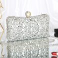 thumbnail image 3 of Bolso de noche para mujer, hermoso bolso de mano con diamantes de imitación brillantes, plateado, 3 of 7