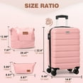 thumbnail image 6 of 3 Pieces Luggage Sets(20"carry on+bags),PC+ABS Hardshell Lightweight Suitcase with TSA Lock,Pink, 6 of 11