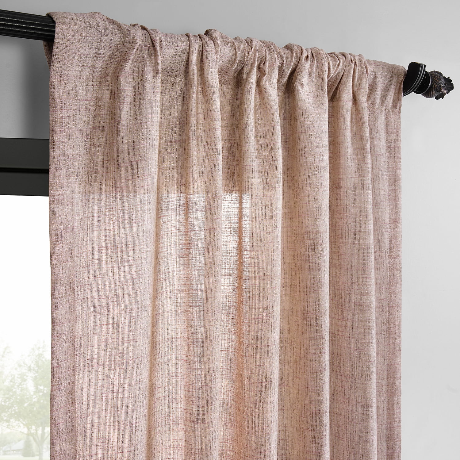 Half Price Drapes Pink Raw Linen Weave Light Filtering Curtains for Bedroom (2 Panel), 50W X 108L