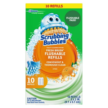 (2 pack) Scrubbing Bubbles Fresh Brush Toilet Cleaning System, Flushable Refill, 10