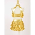 thumbnail image 4 of Hansber Kids Girls Lyrical Dance Outfits Shiny Sequins Modern Dance Dress Dancewear Latin Jazz Crop Gold 12, 4 of 7