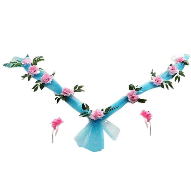 simhoa Simulation Wedding Car Artificial Flowers Bridal decor Rose Flower Ribbons DIY A