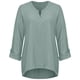 thumbnail image 3 of Blusa de lino blusa de mujer túnica blusa de cuello en V camisa de manga larga, 3 of 6