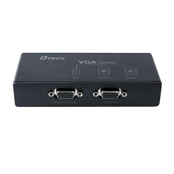 Powered 2 Port VGA Splitter Video Distribution Box 1 PC to 2 Monitor