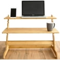 thumbnail image 1 of Crew & Axel Standing Desk Converter 100% Natural Bamboo Adjustable Sit Stand Riser Workstation for Desktop or Laptop, Dual Monitor Stand - Home or Office Use (19” High 26” Wide), 1 of 7
