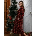 thumbnail image 3 of ANLIQI Women's Plaid Fleece Nightgowns Christmas Nightshirt Lace Trim Long Sleeve House Dress with Pockets(DR_2XL), 3 of 6
