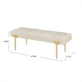thumbnail image 4 of 48'' Modern Ottoman Bench Velvet Bench Upholstered Footrest with Gold Metal Legs and Padded Seat for Bedroom Living Room Entryway, 4 of 10