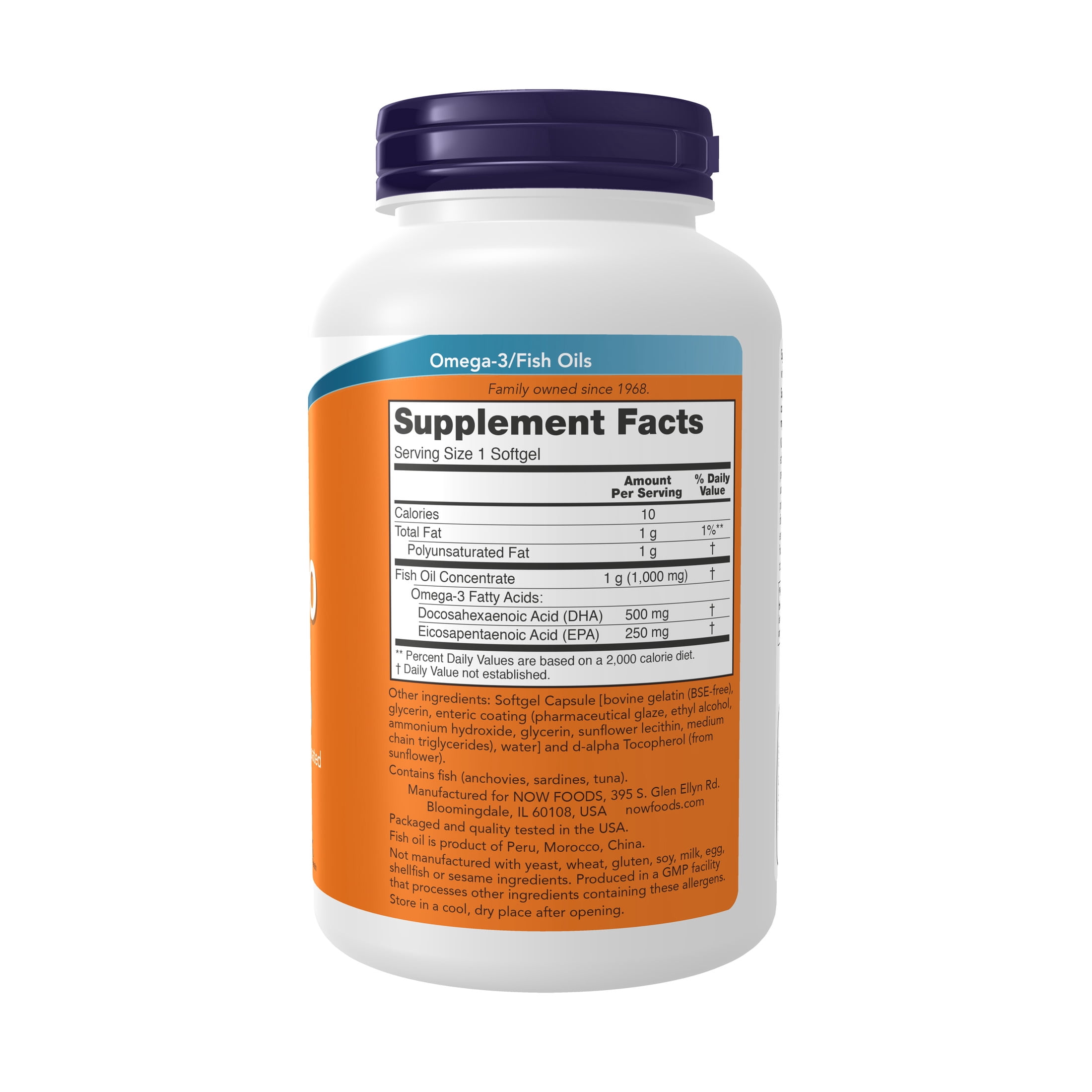 NOW Supplements, DHA-500 with 250 EPA, Molecularly Distilled, Supports Brain Health*, 180 Softgels