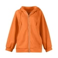 thumbnail image 3 of Dwellite Zip Up Hoodies Women 2025 Fall Winter Oversized Sweatshirs Casual Drawstring Pullover Tops Y2k Clothes Long Sleeve Jackets Saffron XL, 3 of 5