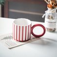 thumbnail image 2 of Moyic Taza de agua con diseño de rayas, taza de café con leche con asa, tazas de té, bebidas, jugo, regalos de cumpleaños, dormitorio interior Utensilios de cocina rojo blanco Moyic HA081898-02, 2 of 6