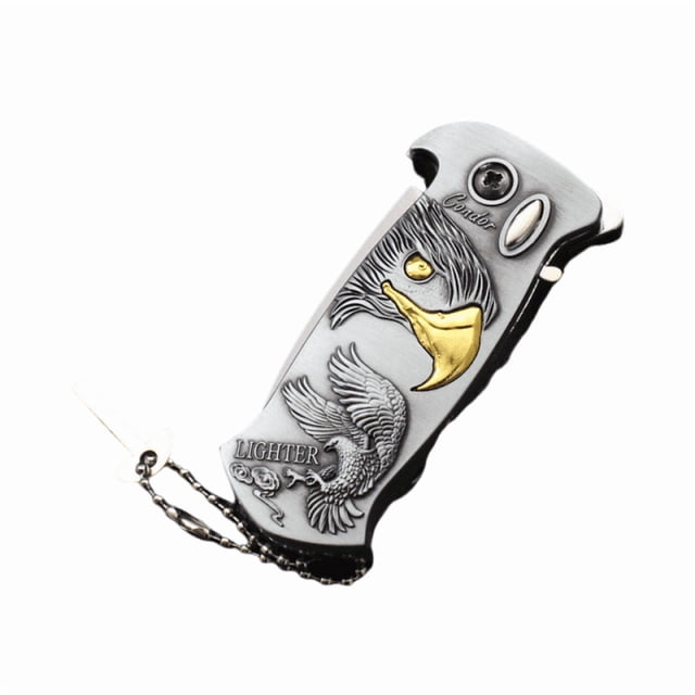 Leodye 1PCS Bottle Opener Metal Lighter, Multi-functional Windproof Lighter Metal Strap Bottle Opener Direct Inflatable Lighter
