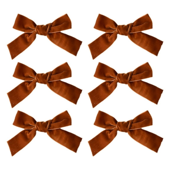 6 Pcs Medium Red Velvet Christmas Bows – Burgundy Xmas Ribbon for Tree, Wreath, Garland & Gift Wrapping – Holiday Home Decor, Coffee, Bows