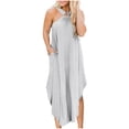 thumbnail image 1 of AherBiu Robe d'Été pour Femmes Sans Manches à Bretelles Longue Robe Irrégulière Robes Confortables avec Poche, 1 of 6