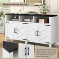 thumbnail image 4 of Sesslife 59" Kitchen Buffet Sideboard Cabinet with 4 Barn Doors, Farmhouse Storage Cabinet with Charging Station and Adjustable Shelves, Wood Console Cabinet for Entryway, Living Room, White+Black, 4 of 10