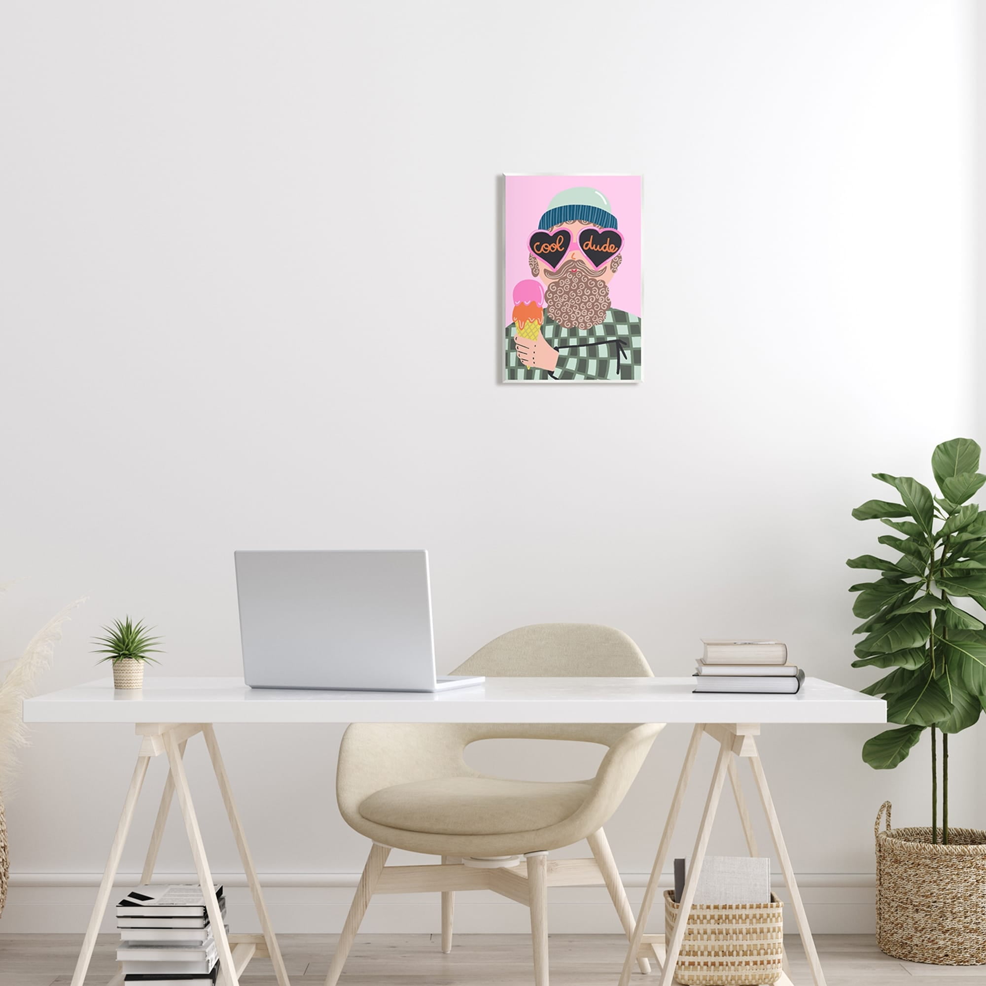 Stupell Industries Cool Dude Whimsical Man Checkered Pattern Ice Cream Graphic Art Unframed Art Print Wall Art, Design by Dominika Godette