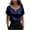07# Navy, variant on Silk Blouses for Women Elegant Smart Office Work Shirts Ladies Satin Shirt Pearls Short Sleeve V Neck Blouse Casual Smart Elegant Dressy Shirt Solid Color Business Formal Blouses