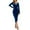 Dark Blue, variant on Women's Velvet Dress Bodycon Dress Long Sleeve Cross V-Neck Slim Fit Side Slit Midi Length Evening Gown for Party Banquet Fall,Black,L