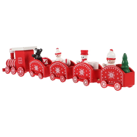 Christmas Train Connected Wooden Train Small Train Christmas Train Figure Wooden Decoration