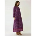 thumbnail image 3 of Printed V-Neck Maxi Dress with Buttons, 3 of 6