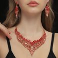 thumbnail image 2 of AEXTO Wedding Bridal Jewelry Set Crystal Rhinestone Statement Necklace Vintage Collar Necklace Dangle Earrings Set for Women, 2 of 14