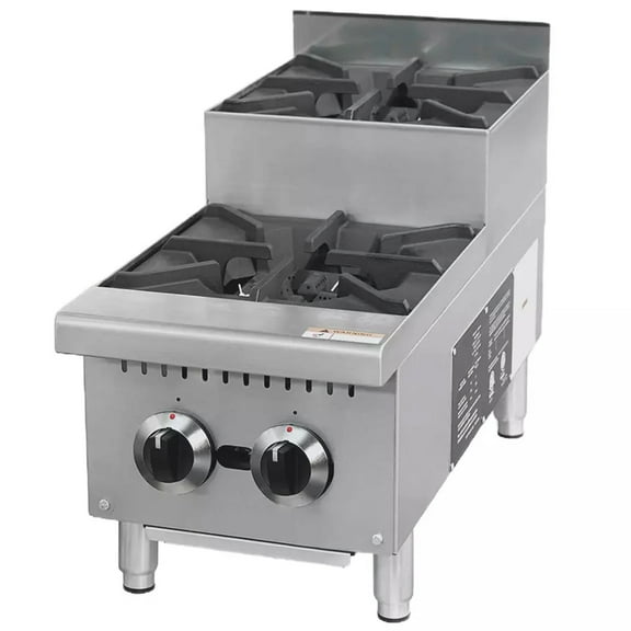 NSF 12 in. Two Burner Natural Gas Step-Up Countertop Range with 52,000 BTU Hotplate