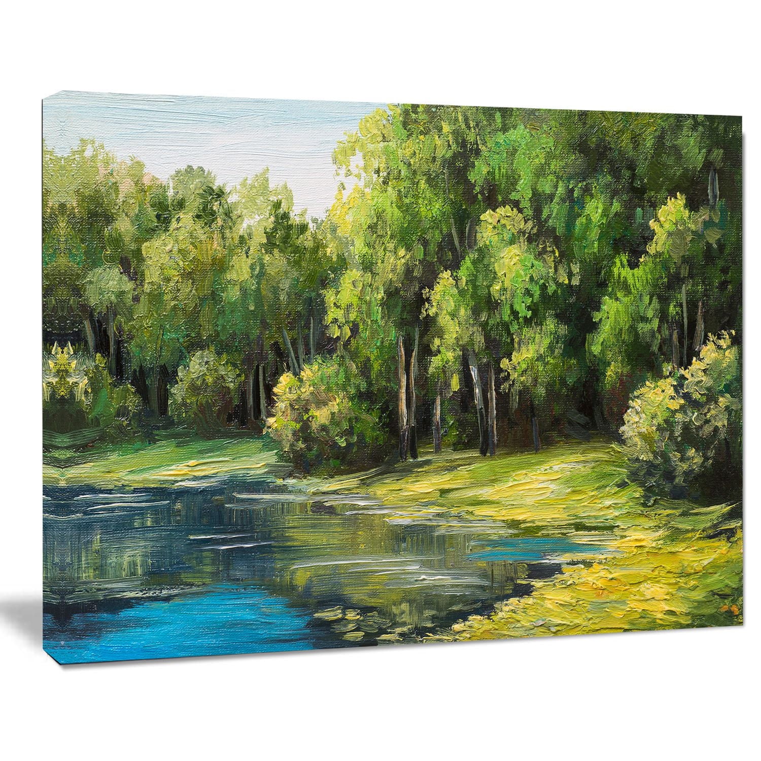 Design Art Summer Day Lake in Forest Canvas Print