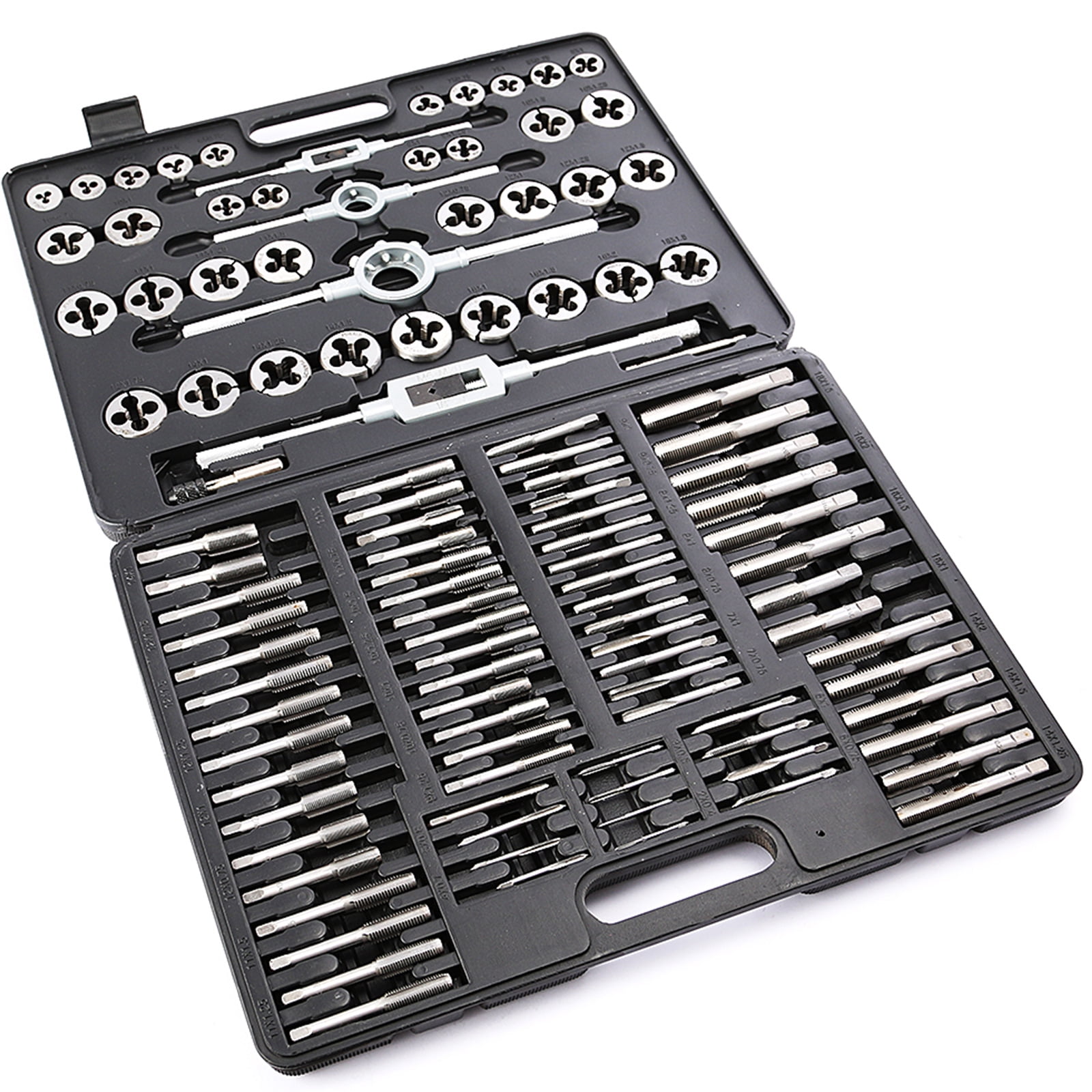 Threading Tool Kit with Complete Accessories for Garage BeHappy 110 PCS Tap and Die Set Metric and Standard Titanium Mechanics Workshop Thread Coated Metric Tap and Die Set with Storage 