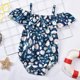 thumbnail image 1 of Traje de baño de una pieza con volantes y tirantes plisados con estampado de flores para niñas pequeñas de Herrnalise, 1 of 8