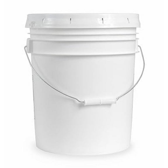 5 Gallon Food Grade Buckets with Lids (6 Pack) - Heavy Duty White Plastic Buckets - .09" Thick HDPE - Metal Handle - All Purpose Utility Buckets for Home, Garden, & Industrial Use