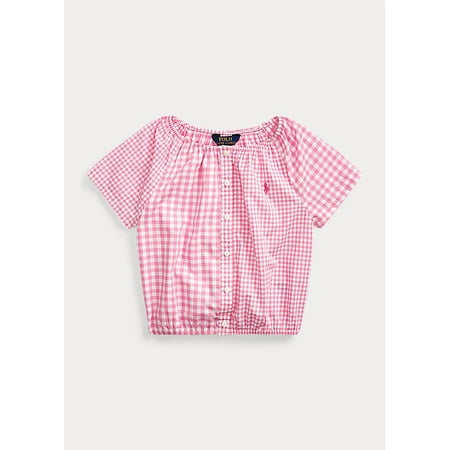 Ralph Lauren PINK Girl's Mixed-Gingham Cotton Top, US 2 Toddler