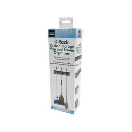 

Kole Imports GE845-2 3 Rack Kitchen Storage Mop & Broom Organizer - Pack of 2