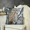 thumbnail image 2 of Owl Perched Snowy Birch Tree Scene Design by Lemon &amp; Sugar Throw Pillow, Blue, 2 of 5