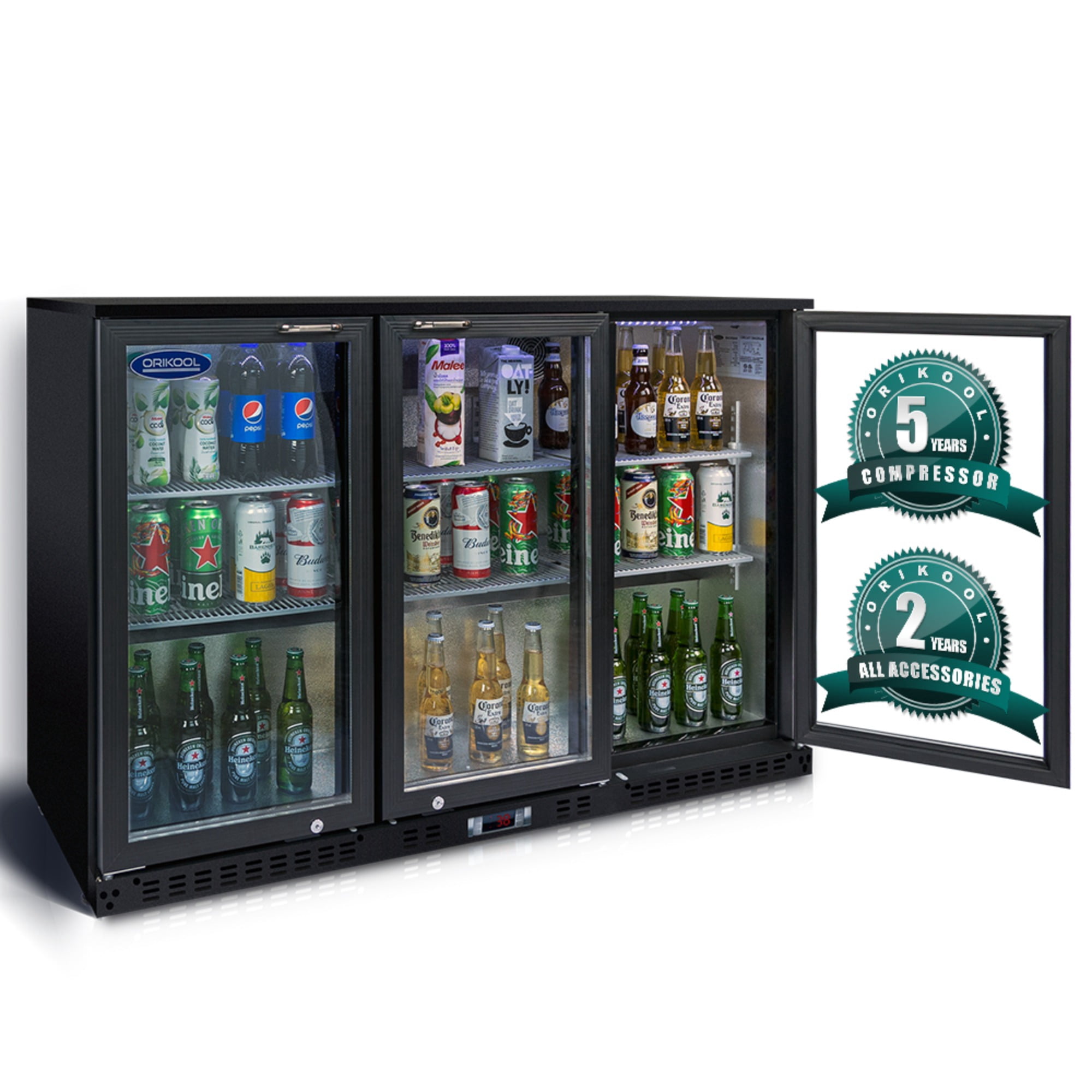 Beverage Refrigerators Cooler  53 inch 3 Glass Door Back Bar, 480 Cans Commercial Display Bar Fridge for Beer Wine and Drink 11.3 Cu.Ft