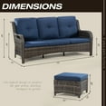 thumbnail image 3 of MeetLeisure 3-piece wicker outdoor patio sofa and ottoman, blue, 3 of 8