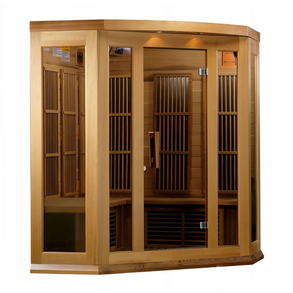Dynamic Saunas Avignon Sauna d'Angle Canadien en Cèdre Rouge pour 3 Personnes, Ultra Faible CEM, Infrarouge Lointain