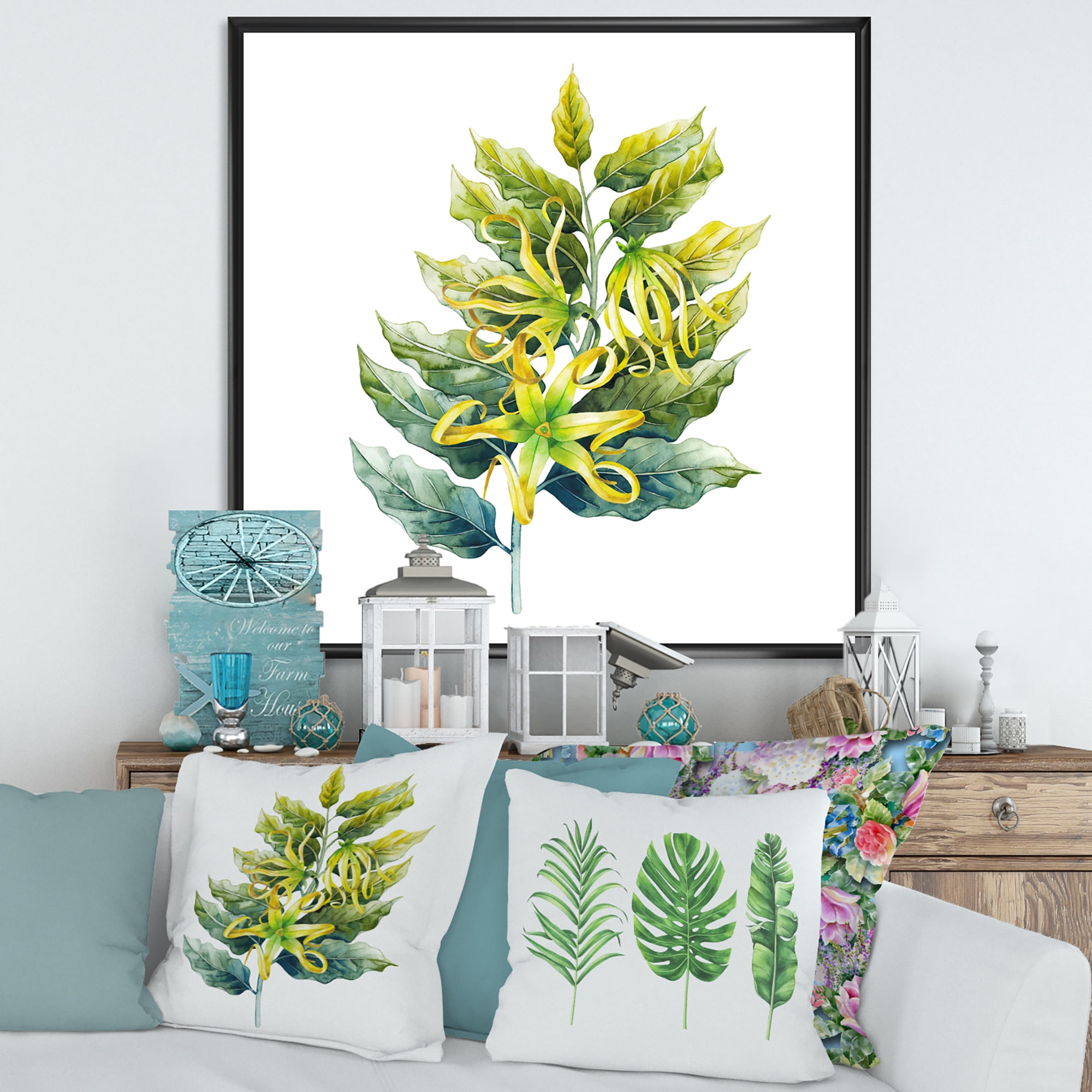 Designart 'Ylang Ylang Flower On White' Traditional Framed Canvas Wall Art Print