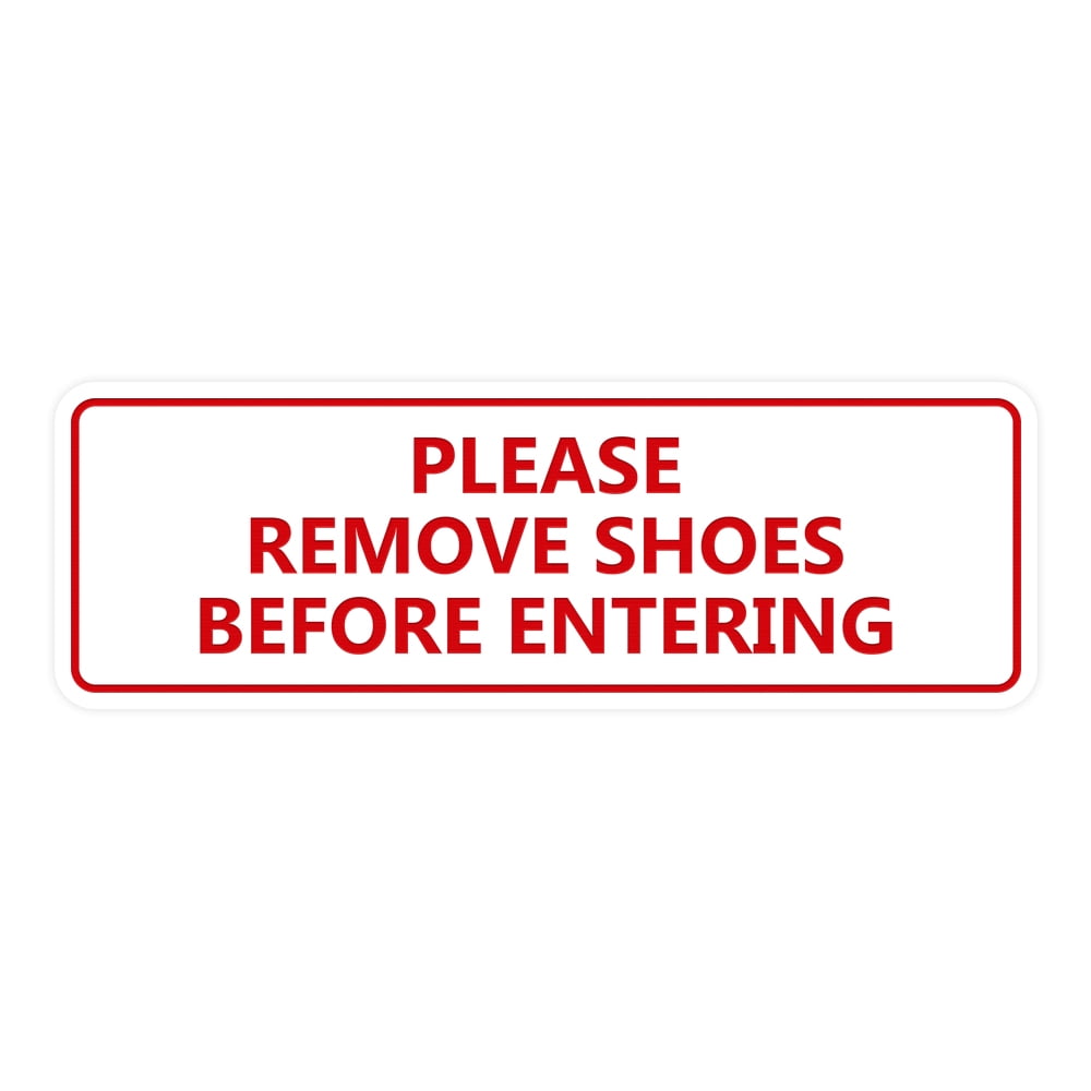 Standard Please Remove Shoes Before Entering Sign(White/Red) Medium