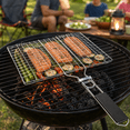 thumbnail image 6 of Grill Basket Portable Outdoor BBQ Rack for Veggies, Shrimp & Fish Grilling Accessories, Folding Stainless Steel, 6 of 6