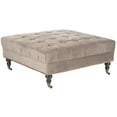 thumbnail image 3 of SAFAVIEH Clark Tufted Cocktail Ottoman Mushroom Taupe, 3 of 6