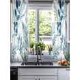 thumbnail image 2 of Navy Blue Leaves Sheer Curtains 45 Inch Length 2 Panels Set for Living Room/Bedroom, Summer Botanical Farmhouse Watercolor Leaf Kitchen Curtains Grommet Curtains Window Treatments 42"x45"x2, 2 of 7