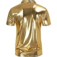 thumbnail image 4 of Camisas De CompresióN Para Hombre Camisas relajadas de manga corta con lentejuelas para hombre, camisetas de fiesta de discoteca de los años 70 (Gold, M), 4 of 6