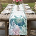 thumbnail image 4 of Teal Sea Turtle Table Runner 70 Inches, Summer Coastal Coral Ocean Bed Runner Dresser Scarves Tabletop for Indoor Outdoor Parties/Ceremony/Banquet, 13" x 70", 4 of 9