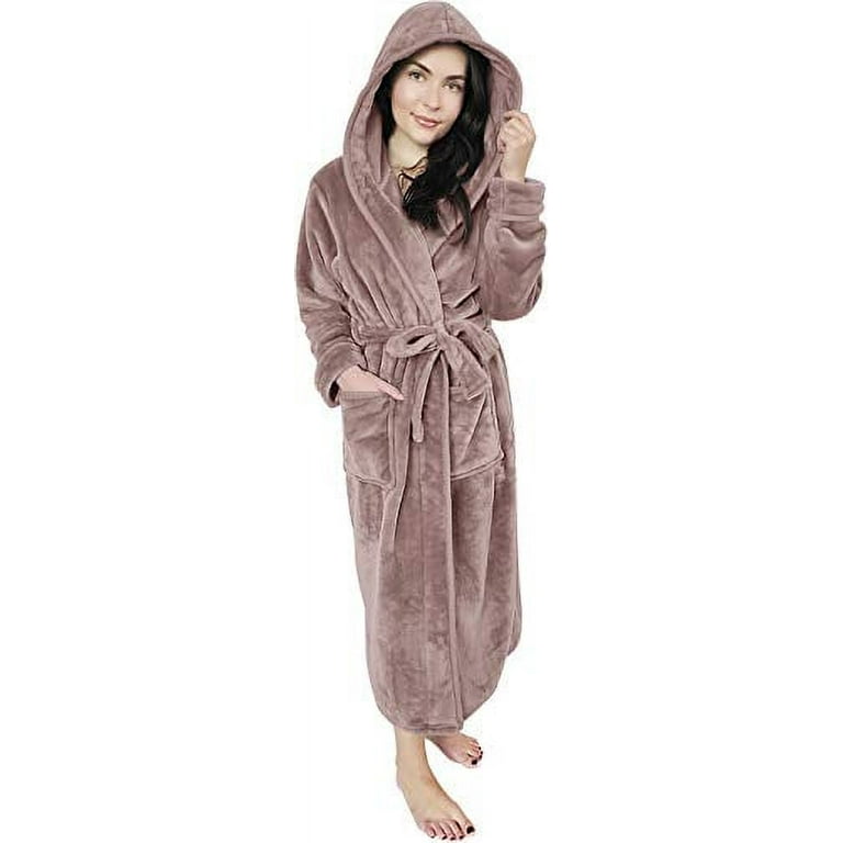NY Threads Mens Hooded Fleece Robe - Plush Long Bathrobes
