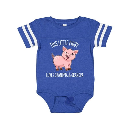 

Inktastic This Little Piggy Loves Grandma and Grandpa- Cute Gift Baby Boy or Baby Girl Bodysuit
