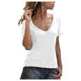 thumbnail image 4 of T-Shirt Décontracté Uni à Manches Courtes pour Femmes, Blouse Dos Nu à Bretelles Croisées, 4 of 5